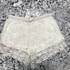 crochet knit lined shorts medium canclay